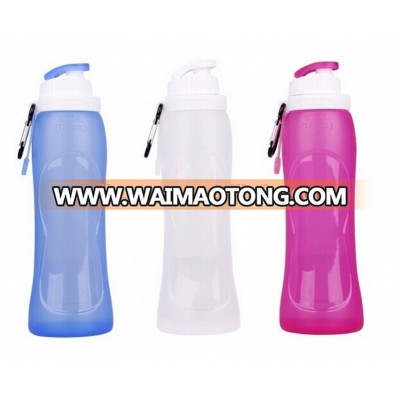 Outdoor Portable Foldable Silicone Water Bottle with PP Lid