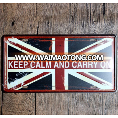 UK United Kingdom Flag Souvenir Car Licence Plate Vintage Embossed Metal Sign Home Pub Bar Cafe